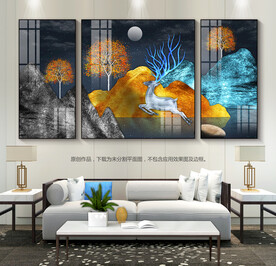 晶瓷画抽象山水画玄关挂画无框画