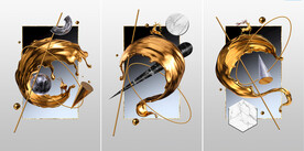 装饰画 三联画 抽象图