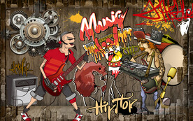 个性木板欧美街头涂鸦工装背景墙