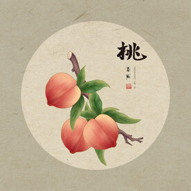 手绘桃子