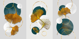 装饰画 三联画 叶子