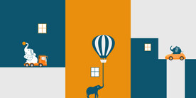 装饰画 三联画 象 卡通