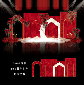 红色婚礼背景图片