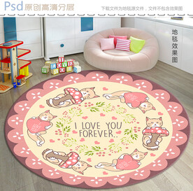 卡通猫圆形地毯