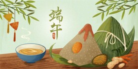 端午海报粽子矢量插画端午节安康