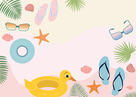 夏日沙滩游玩元素边框背景
