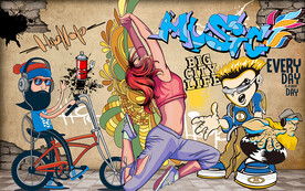 复古砖墙欧美涂鸦工装背景墙