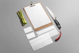 名片纸夹本信封清新VI样机