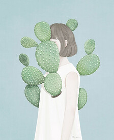 装饰画 晶瓷画 仙人掌 美女