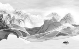 线条 灰色山水 TIF文件分层