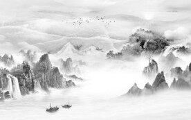 灰色大气山水 TIF文件分层