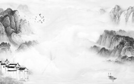  灰色山水 TIF文件分层