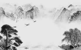 中国风灰色山水 TIF文件分层