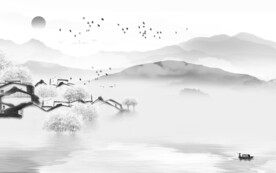 人气 灰色山水 TIF文件分层