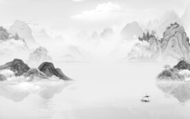 高雅 灰色墙画山水 TIF分层