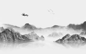 人气客厅山水背景 TIF分层