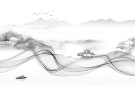 极简客厅风景山水 TIF分层