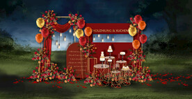 红色户外甜品区