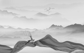 大气 客厅灰山水画 tif分层