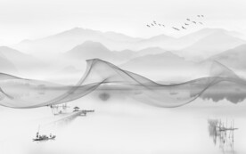 水墨 山水画灰色画 TIF分层