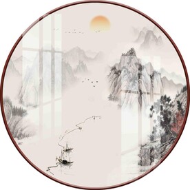 新中式圆形装饰画图片
