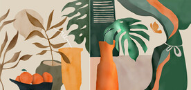 装饰画 晶瓷画 绿化 花草叶子