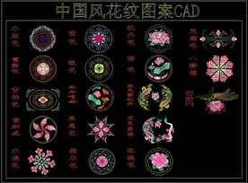 中国风花纹图案CAD