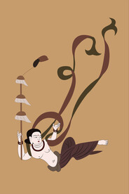 敦煌莫高窟322窟壁画持幡飞天