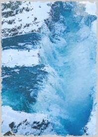 5070数字油画装饰画航拍瀑布