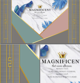 金色边框 皇冠 芭蕉叶