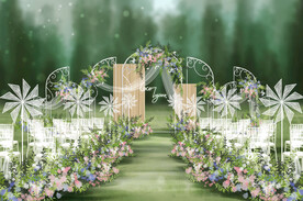  白绿色主题婚礼效果图