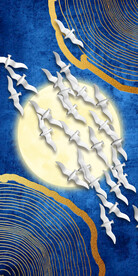 装饰画 新中式 飞鸟 抽象线条