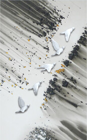 装饰画 新中式 水墨山水画 鸟