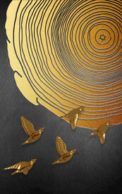 装饰画 新中式 抽象线条 鸟