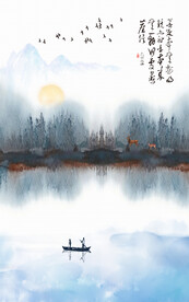 装饰画 新中式 水墨山水画