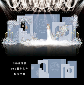 蓝色婚礼背景图片