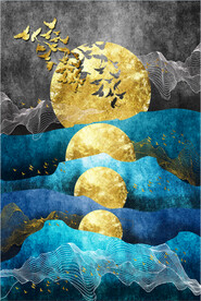 装饰画 新中式 太阳 抽象画