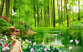 曲径通幽树林风景背景墙