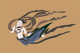 敦煌莫高窟390窟吹排萧飞天