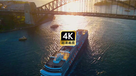 短视频素材游艇经过跨海大桥