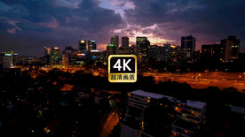 短视频素材航拍夜晚城市街道行人