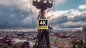 短视频素材航拍航海家雕像