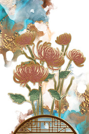 装饰画 抽象画 线条 菊花