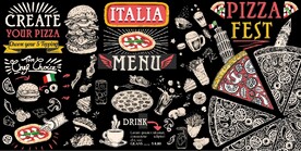 欧美风黑板手绘西式快餐背景墙