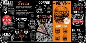 欧美风黑板手绘西式快餐背景墙