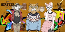 欧美风抽象动物服装店背景墙