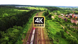 短视频素材航拍火车在铁路上行驶