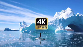 唯美短视频素材冰河里划船的船夫