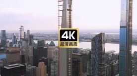 航拍海滨城市现代商务建筑群