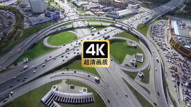 航拍现代城市立交桥交通枢纽